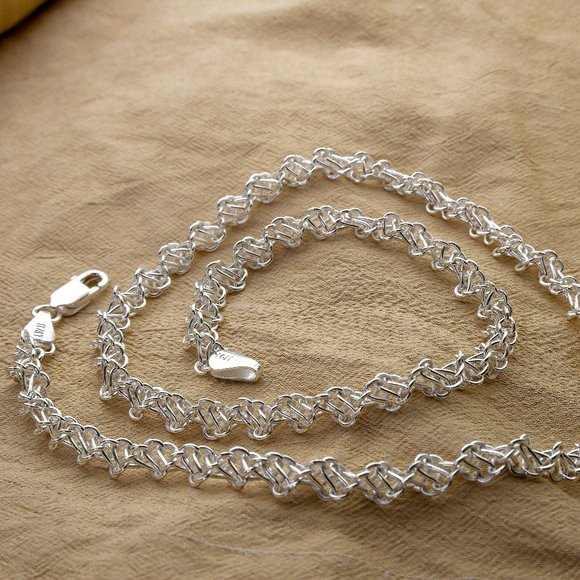 Shiny 22" Sterling Silver Singapore Rope Chain Stamped 925 ITALY, 5 mm Thick - Picture 3 of 8